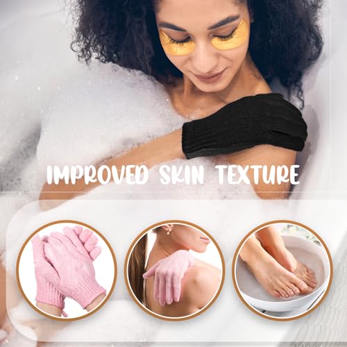 Didaey 104 Pcs Exfoliating Glove Bulk Shower Gloves with Hanging Loop Exfoliating Body Scrubber Dead Skin Remover for Body Bath Beauty Spa Massage Scrubs Men Women Bathing(Pink) - color: Pink