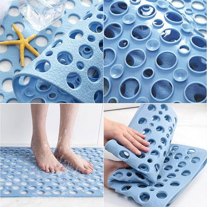 Bath Mat for Tub, 28 X 15 Inches Easy Clean Non Slip Machine Washable Large Bathroom Mat Set with Suction Cups and Drain Holes,Durable Grey Bath Mat for Home,Bathroom,Inside Shower Floor,Bathtub - color: Grey