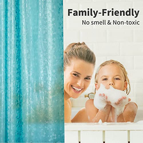 Bostofy Shower Curtain Liner Heavy Duty EVA, Waterproof Shower Liner with 12 Rust Proof Metal Grommets and 3 Weighted Magnet, 72 x 72 Inches Bathroom Shower Curtain, Teal - color: Teal Stone, size: 72"W x 72"L (Pack of 1)