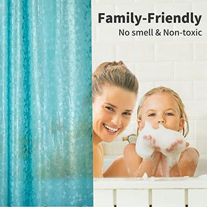 Bostofy Shower Curtain Liner Heavy Duty EVA, Waterproof Shower Liner with 12 Rust Proof Metal Grommets and 3 Weighted Magnet, 72 x 72 Inches Bathroom Shower Curtain, Teal - color: Teal Stone, size: 72"W x 72"L (Pack of 1)