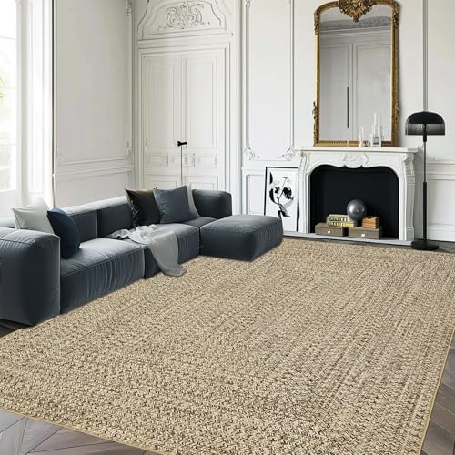 Printed Washable 3x5 Rug Modern Non Slip Entryway Rug Small Living Room Rug Braided Soft Throw Rugs Low Pile Stain Resistant Carpet for Office Bedroom Nursery Dining Room 3'x5' Beige/Grey - color: Natural, size: 3' x 5' (Rectangular)
