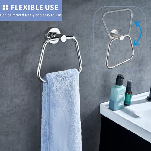 Bath Towel Ring, Bathroom Hardware Towel Holder, Chrome Towel Ring for Bathroom, Modern Trapezoid Wall Mounted Towel Hanger, 304 Stainless Steel (Chrome) - color: Chrome