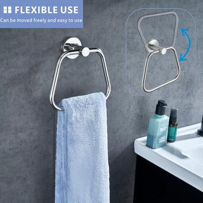 Bath Towel Ring, Bathroom Hardware Towel Holder, Chrome Towel Ring for Bathroom, Modern Trapezoid Wall Mounted Towel Hanger, 304 Stainless Steel (Chrome) - color: Chrome
