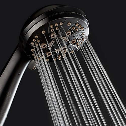 AquaDance High Pressure 6-Setting Hand Held Shower Head with Extra-Long 6 Foot Hose & Bracket – Anti-Clog Nozzles - USA Standard Certified - Top U.S. Brand - OIL RUBBED BRONZE - color: Oil Rubbed Bronze