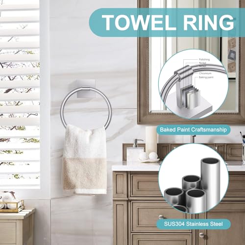 10 Pieces Brushed Nickel Towel Bar Set, Double Dase Toilet Paper Holder Bathroom Hardware Set, 23.6 Inch Stainless Steel Towel Rack for Bathroom Wall Mounted - color: Brushed Nickel, size: 10pieces B
