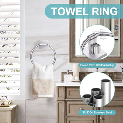 10 Pieces Brushed Nickel Towel Bar Set, Double Dase Toilet Paper Holder Bathroom Hardware Set, 23.6 Inch Stainless Steel Towel Rack for Bathroom Wall Mounted - color: Brushed Nickel, size: 10pieces B