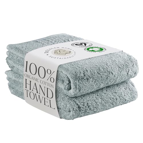 Delilah Home Turkish Cotton Bath Towels - Soft and Absorbent, 100% Organic, 700 GSM Thick Weave, Gentle for Sensitive Skin - 2 Pieces Hand Towel Set 16x30 Inches - Grey - color: Grey, size: Hand Towels