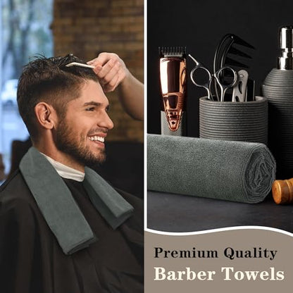 FIXSMITH Salon Towels 12 Pack, Grey Hand Towels for Bathroom, Quick Dry Gym Towels, Spa Face Towel, Absorbent Microfiber Towels for Salon, Barber, Gym, Bath, Pedicure and Home Hair Care,16 x 27 in - color: Grey