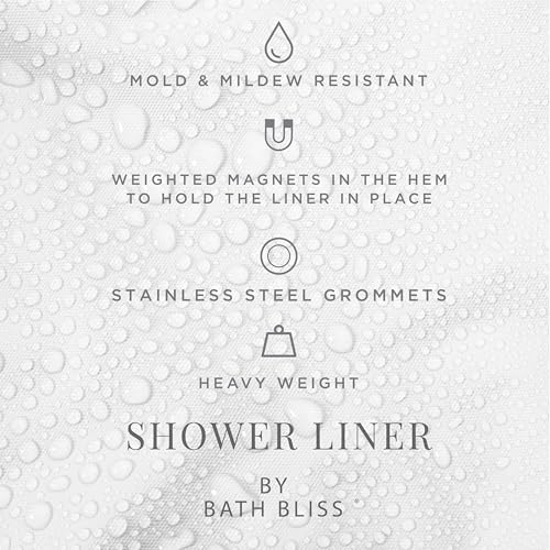Bath Bliss 2 Pack PEVA Hotel Grade Shower Curtain Liner | 8G | 70"x 72" | Stainless Steel Grommets |Weighted Magnetic Hem |Super Clear - color: Super Clear