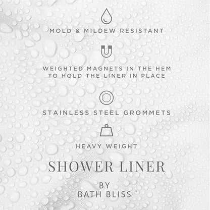 Bath Bliss 2 Pack PEVA Hotel Grade Shower Curtain Liner | 8G | 70"x 72" | Stainless Steel Grommets |Weighted Magnetic Hem |Super Clear - color: Super Clear