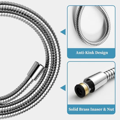 OFFO Shower Slide Bar Combo, Adjustable 27 in Slide Bar with 6-Mode High Pressure Handheld Shower Head and 60 in Stainless Steel Hose, Screw Wall Mounted, Chrome - color: Chrome, style: 27" Slide Bar & 60" Hose