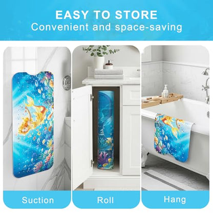 Upgrade Cartoon Baby Bath Mat Non Slip - 40"x16" Extra Long Bathtub Mat for Baby Eco Friendly Durable Bath Mat for Tub Non Slip Kids Tub Mat with Suction Cups, Machine Washable and No Fading, Mermaid - color: G-mermaid-4