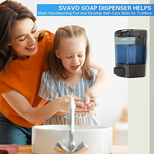 SVAVO Wall Mounted Soap Dispenser Kitchen Bathroom Manual Soap Dispenser Refillable Hand soap Dispenser for Liquid Contianers Shampoo Gel Chamber for Household Commerical 23.7oz (700ml) ABS - color: Dark Gun