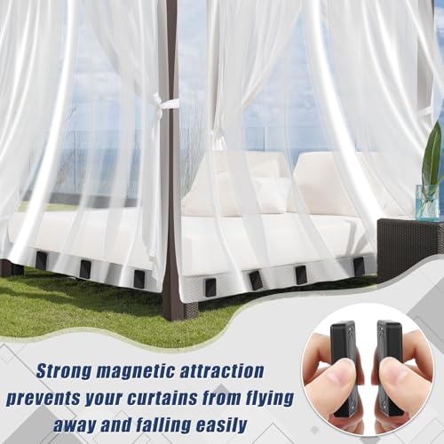 Phoncoo 18 Pcs Outdoor Curtain Weights, Plastic Wrapped Magnetic Drapery Weights, Waterproof Heavy Duty Curtain Magnets for Heavy Wind Outside, Shower Curtain, Tablecloth, Flag (Black) - color: Black-18pcs