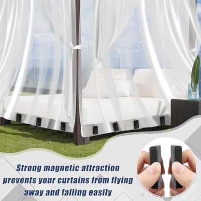 Phoncoo 18 Pcs Outdoor Curtain Weights, Plastic Wrapped Magnetic Drapery Weights, Waterproof Heavy Duty Curtain Magnets for Heavy Wind Outside, Shower Curtain, Tablecloth, Flag (Black) - color: Black-18pcs