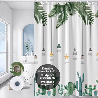 Plastic Shower Liner - Premium PEVA 6G Thickened Shower Curtain Liner with Rustproof Grommets and 3 Weighted Magnets, Waterproof Shower Curtain for Bathroom(Tropical Leaf, 72”*72”) - color: Tropical Leaf, size: 72”*72”