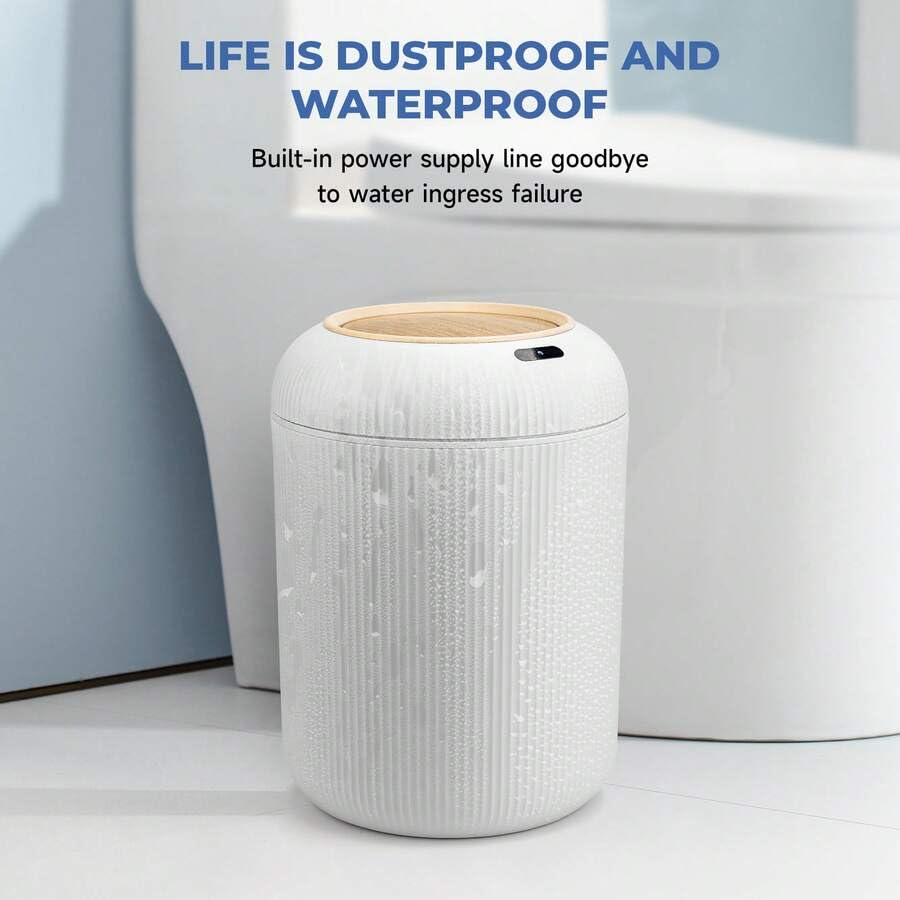 Smart Sensor Trash Can Hands-Free Auto Open Lid Odor Seal | Infrared Motion Sensor, Waterproof Plastic, 6-Second Auto Close, Versatile Indoor Use, Wooden Legs Design