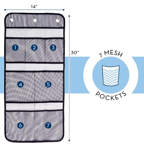 S&T INC. Shower Organizer and Caddy, 2 Pack, 14" x 30", Black | Quick-Dry Mesh, 7 Pockets, Shower Caddy and Bathroom Organizer, Hangs on Existing Shower Curtain Hooks, Cruise Essential - color: Black