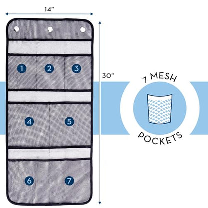 S&T INC. Shower Organizer and Caddy, 2 Pack, 14" x 30", Black | Quick-Dry Mesh, 7 Pockets, Shower Caddy and Bathroom Organizer, Hangs on Existing Shower Curtain Hooks, Cruise Essential - color: Black
