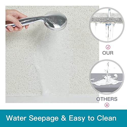 Shower Mat Non Slip,27 x 27 Inch Extra Large Bath Mat with Drain,Soft Square Loofah Shower Stall Mat Bathtub Mat for Bathroom,Without Suction Cups (White) - color: White