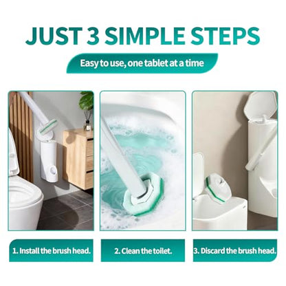 Disposable Toilet Brush, Toilet Bowl Cleaning System with 48 Count Wand Refills, Clean Brush Starter Kit with 1 Wand, 1 Storage Caddy and 1 wall Sticker (White) - style: Green-Toilet brush+48 refills