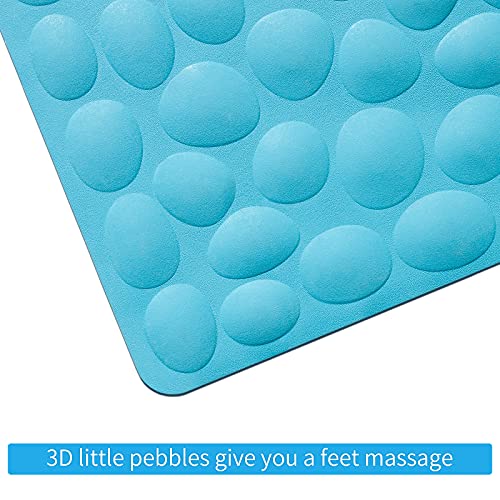 Non-Slip Bathtub Mat OTHWAY Soft Rubber Bathroom Bathmat with Strong Suction Cups (Blue) - color: Blue, size: 40" x 16" (Rectangular)