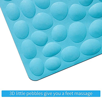 Non-Slip Bathtub Mat OTHWAY Soft Rubber Bathroom Bathmat with Strong Suction Cups (Blue) - color: Blue, size: 40" x 16" (Rectangular)