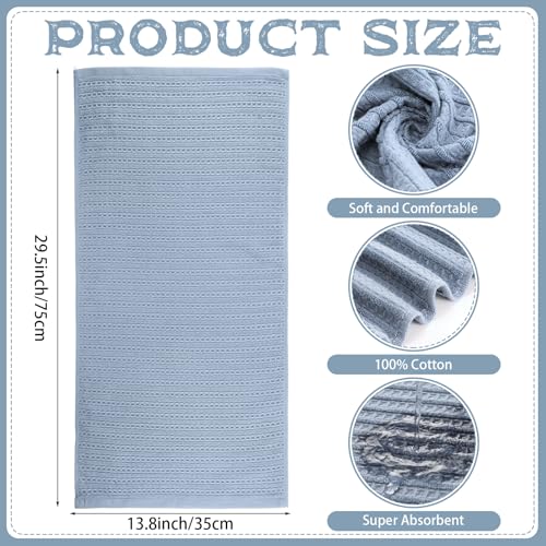 4 Pack Blue Hand Towels Waffle 100% Cotton 13x29 Inch | Soft Absorbent Bathroom Kitchen Use, Waffle Texture Quick Dry, Durable Cotton Washcloths Ideal for Guests Daily Needs - color: Blue