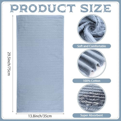 4 Pack Blue Hand Towels Waffle 100% Cotton 13x29 Inch | Soft Absorbent Bathroom Kitchen Use, Waffle Texture Quick Dry, Durable Cotton Washcloths Ideal for Guests Daily Needs - color: Blue