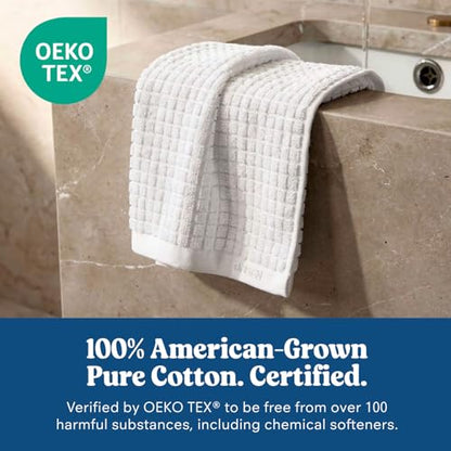 ONSEN Sculpted Terry Towel Set, 100% American Cotton, Quick Dry Lint Free, Lightweight Absorbent Face Hand Bath Towels with Hanging Loop (White, 2X Bath Towel, 2X Hand Towel, 2X Face Towel) - color: White, size: 2x Bath Towel, 2x Hand Towel, 2x Face Towel