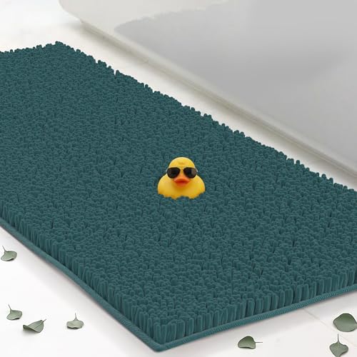 Chenille Bath Mats 61"x31", Plush Absorbent Quick Dry, Soft & Machine Washable, Non Slip Carpet for Bathroom, Thick Bathroom Rugs, Shower Restroom Rug Mat, Alfombras De Bano, Bathrugs - color: Teal, size: 61" x 31" (Rectangular)