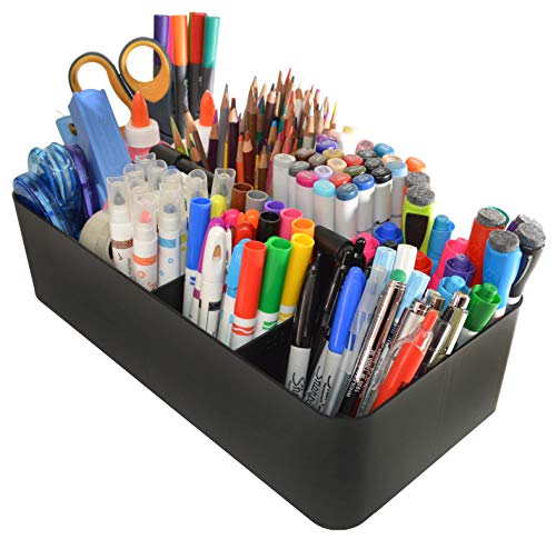 8 Compartments DIY Dividers,Large Portable Caddy, Multi Purpose,Stackable, Modern Solution for School, office, Desktop Endless use of your Choice -MADE IN USA (Black) - color: Black