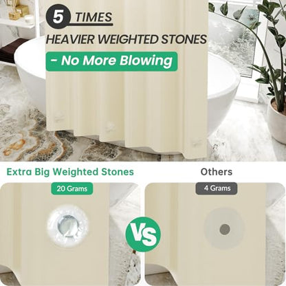 AmazerBath Stall Shower Curtain 36x72, Beige Shower Curtain Plastic, Small Shower Curtain Liner Cream Heavy Duty Thick PEVA, Walk in Shower Liner with 2 Weighted Stones and 6 Grommet Holes - color: Beige, size: 36"W x 72"L (Pack of 1)