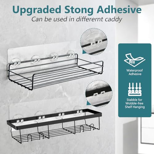 4 Pack Shower Caddy Adhesive Replacement, Strong Shower Shelf Adhesive Hooks for Corner Shelf Basket, Bathroom Rack, Kitchen Rack and Soap Holder - size: 4 Pack 10.23"L