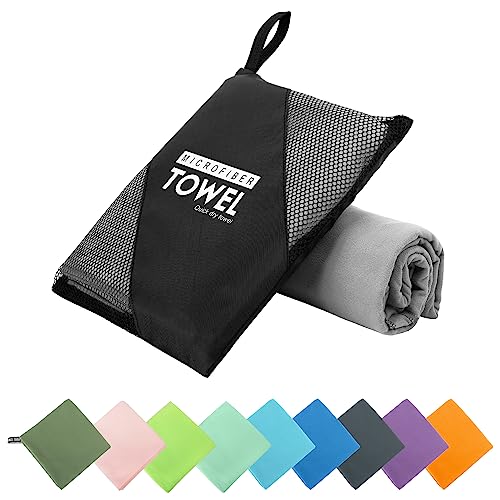 Microfiber Travel Towel, Quick Dry Camping & Gym Towel. Compact | Super Absorbent,Fast Drying,Lightweight,Soft,Suitable for Camping,Backpack,Gym,Swim, Yoga,Hiking - color: Gray, size: S:16"×32"