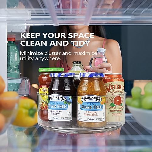 Refrigerator Lazy Susan, Round Clear Turntable Organizer, Lazy Susan | Lazy Susan Organizer, Plastic 360 Degree Rotating Lazy Susan for Fridge, Food Storage Container for Kitchen,1pcs - size: 1 Pack
