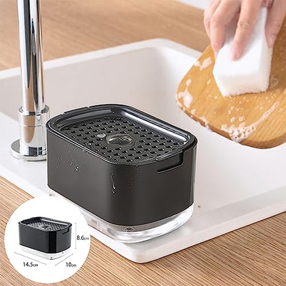 Dish Soap Dispenser for Kitchen Sink with Sponge Included, RUFCRIL 10oz/300ml Soap Pump Dispenser and Sponge Holder, Black - color: Black-10 Oz