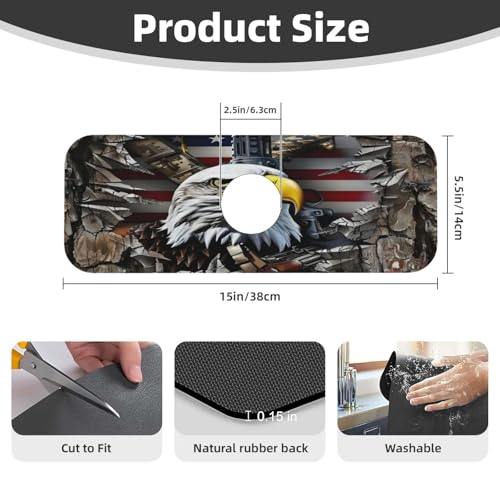 Eagle and National Flag Kitchen sink faucet pad, strong water absorption, anti slip, easy to clean, very suitable for splash and drip prevention, suitable for kitchens and bathrooms - color: Eagle and National Flag