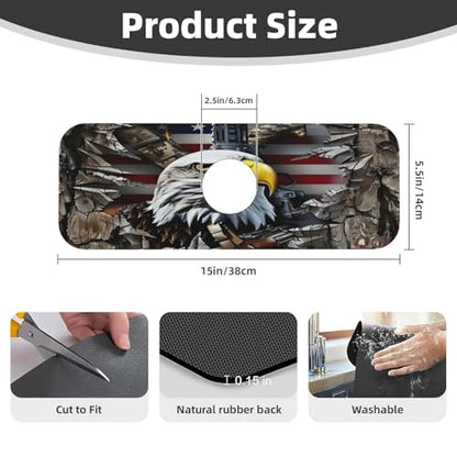 Eagle and National Flag Kitchen sink faucet pad, strong water absorption, anti slip, easy to clean, very suitable for splash and drip prevention, suitable for kitchens and bathrooms - color: Eagle and National Flag
