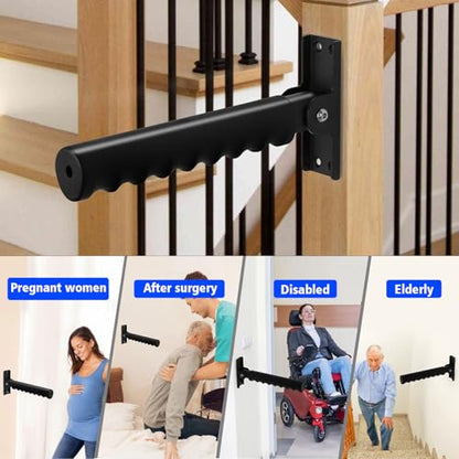 Folding Grab Bars for Doorway Stairs Assist for Seniors | Flip Up Grab Handles for Wall for Elderly, Disabled, People with Limited Balance and Mobility