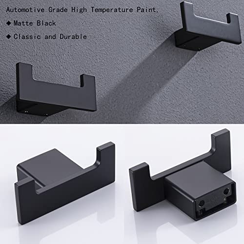 RANDOM Black Double Towel Hook SUS304 Stainless Steel Towel Hooks for Bathroom Wall Mounted Coat Hooks Heavy Duty Wall Hook Square Hand Towel Holder Matte Black Robe Hook.96009-8MB-2 - color: Double Hooks-Matte Black