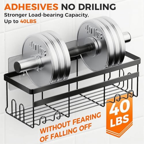 Self Adhesive Shower Caddy, 2-Pack No Drilling Rustproof Bathroom Organizers and Storage with Save Space Hooks, Apartment Essentials for Bathroom, Kitchen & Living Room - style: Style 3