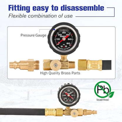 RV Winterizer Kit with Pressure Guage, 16.9" RV Water Blowout, Sprinkler Winterizing Blowout Kit with Shut Off Valve, Water Blow Out Fitting Adapter for Winterizing RV, Boat, Camper (Pressure Gauge) - style: Pressure Gauge