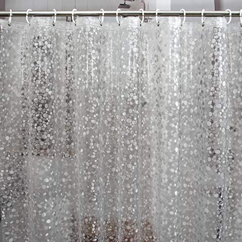 Bostofy Waterproof Shower Curtain Liner 8G EVA Thick Shower Curtain with Heavy Duty 3 Bottom Magnets, Shower Liner for Shower Stall, Bathtubs, 3D Pebble Pattern, 72 x 72,12 Hooks - color: Clear Stone, size: 72"W x 72"L (Pack of 1)