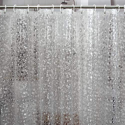 Bostofy Waterproof Shower Curtain Liner 8G EVA Thick Shower Curtain with Heavy Duty 3 Bottom Magnets, Shower Liner for Shower Stall, Bathtubs, 3D Pebble Pattern, 72 x 72,12 Hooks - color: Clear Stone, size: 72"W x 72"L (Pack of 1)