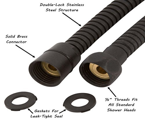 72 Inch Flexible Shower Hose - Oil-Rubbed Bronze | Extra Long, Stainless Steel, Anti-Kink, Universal Replacement Tube For Handheld Showerheads, Showers & Baths, Easy Install - color: Oil Rubbed Bronze