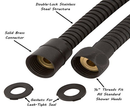72 Inch Flexible Shower Hose - Oil-Rubbed Bronze | Extra Long, Stainless Steel, Anti-Kink, Universal Replacement Tube For Handheld Showerheads, Showers & Baths, Easy Install - color: Oil Rubbed Bronze