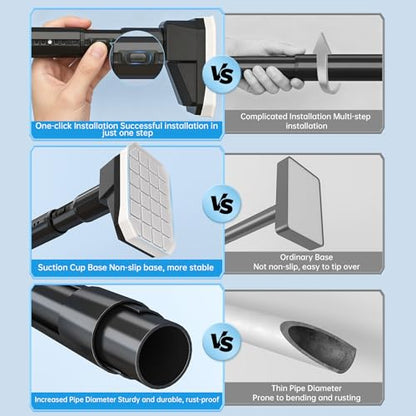 Tension Curtain Rods, Adjustable, Rust-Proof, No Drilling Shower Curtain Rod for Window, Living Room, Bathroom, Outdoor, Patio, Renter Friendly Adjustable Heavy Duty Curtain Rods (Black, 41-88'') - color: Black, 41-88''