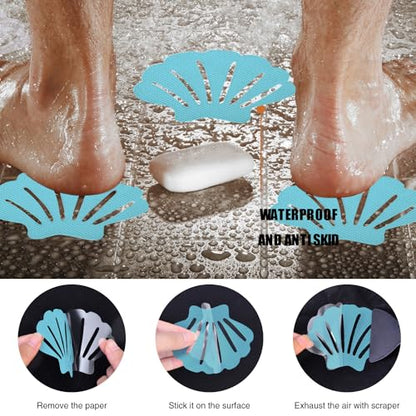 Secopad Original Bathtub Stickers Non-Slip, River-Mussel Safety Shower Treads Adhesive Appliques with Premium Scraper
