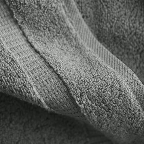 SALBAKOS 12-Piece 100% Turkish Cotton Washcloths and Face Towels, Gray | 13x13 in Standard Size Small Towel, Multi-use Bathroom & Kitchen, Thick Super Soft Absorbent Durable, Oeko-Tex Made in Turkey - color: Gray, size: 12 Washcloths
